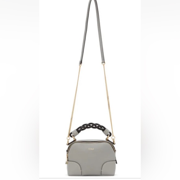 CHLOE Mini Daria Leather Chain Crossbody Shoulder Bag Stromy Gray NWT - Picture 11 of 16
